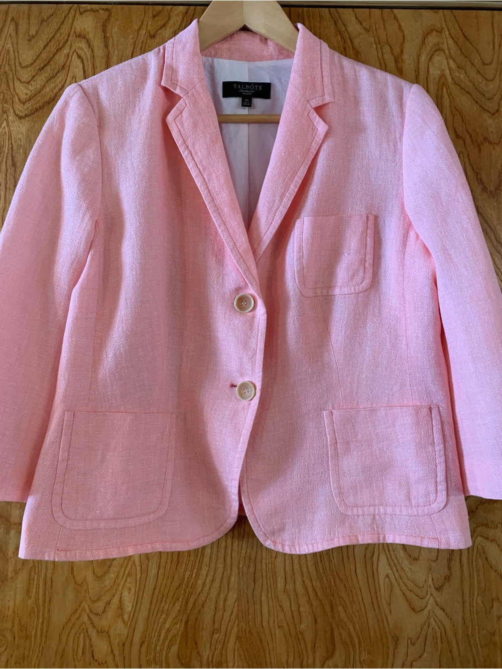 Talbots Coral Pink Textured Linen & Cotton Blazer